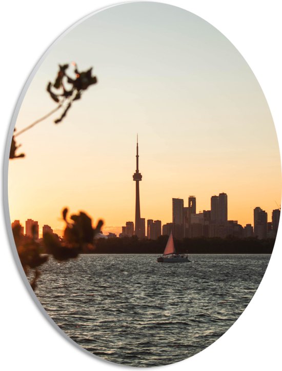 WallClassics - PVC Schuimplaat Ovaal - Toronto Tower - 21x28 cm Foto op Ovaal  (Met Ophangsysteem)
