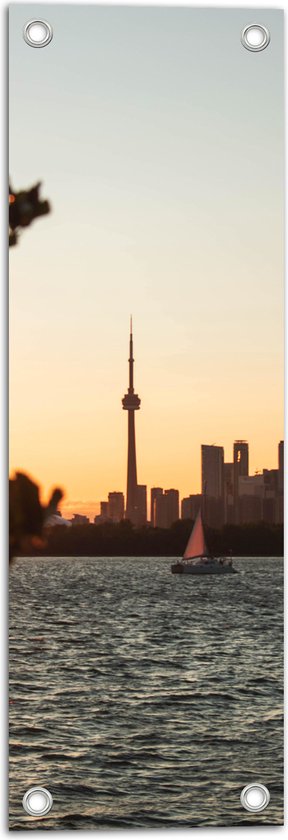 WallClassics - Tuinposter – Toronto Tower - 20x60 cm Foto op Tuinposter  (wanddecoratie voor buiten en binnen)