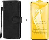 Xiaomi 12T / 12T Pro zwart agenda book case hoesje + full glas screenprotector