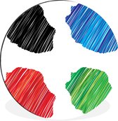 WallCircle - Wandcirkel - Muurcirkel - Vier illustraties van het eiland Réunion in verschillende kleuren - Aluminium - Dibond - ⌀ 60 cm - Binnen en Buiten