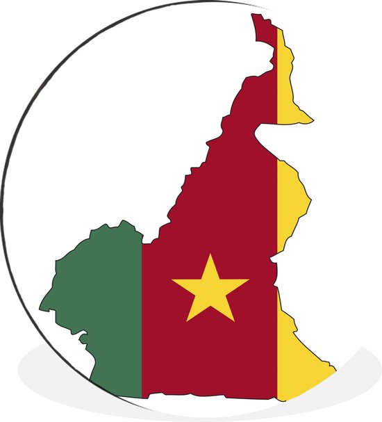 WallCircle - Wandcirkel - Muurcirkel - Illustratie van de kaart van Kameroen - Aluminium - Dibond - ⌀ 60 cm - Binnen en Buiten