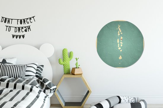 Illustration d'une carte des Maldives en style rétro Cercle mural aluminium ⌀ 60 cm - impression photo sur cercle mural / cercle vivant / cercle de jardin (décoration murale)