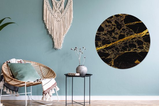 WallCircle - Cercle mural - Cercle mural - Goud - Or - Zwart - Paillettes - Aluminium - Dibond - 90x90 cm - Intérieur et Extérieur