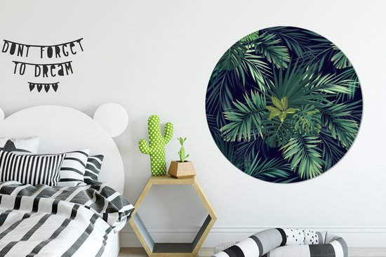 WallCircle - Tableau - Motifs Jungle Feuille Dibond Et Xxl - Multicolore - 120 X 120 Cm