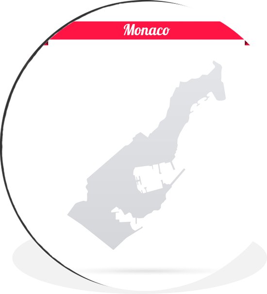 WallCircle - Wandcirkel - Muurcirkel - Illustratie uit Monaco in het grijs met een rood lint - Aluminium - Dibond - ⌀ 140 cm - Binnen en Buiten