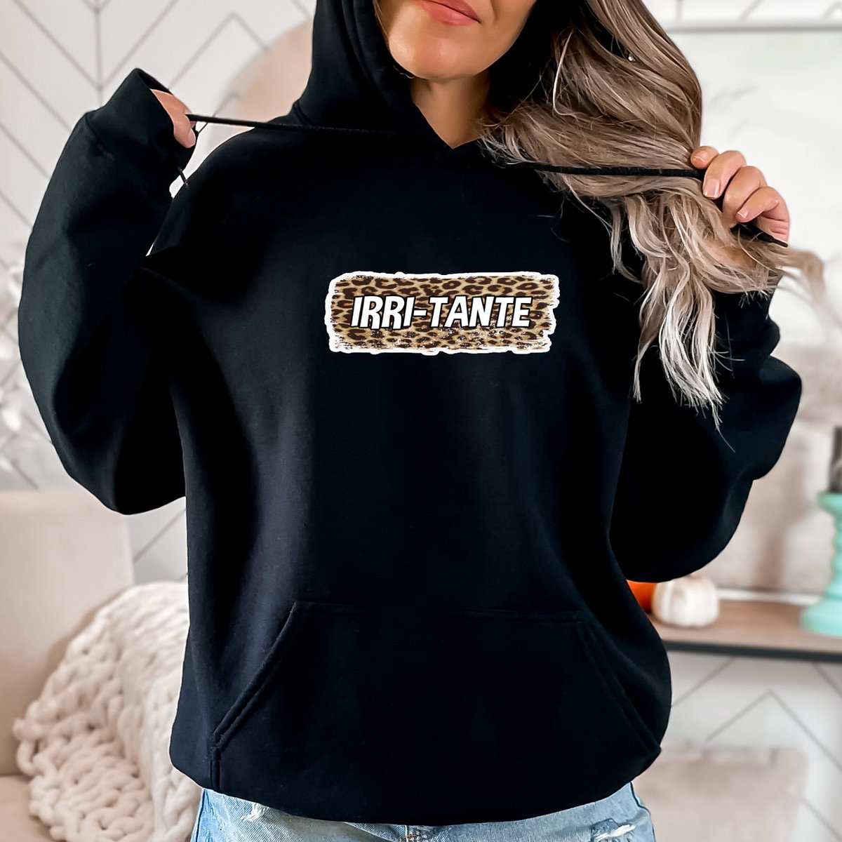 Dames Hoodie- IRRI-TANTE- zwarte warme hoodie. Maat M