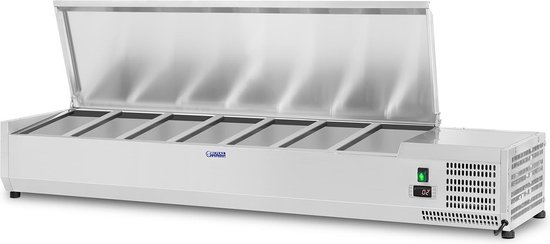 Opzetkoelvitrine - 150 x 33 cm - 7 GN 1/4 containers - Royal Catering