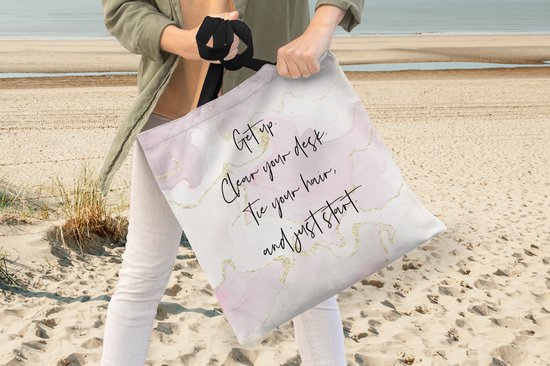 Sac Bandoulière - Sac De Plage - Shopper Étudiants - Citations - Motivation - Marbre - 45x45 cm - Sac Coton