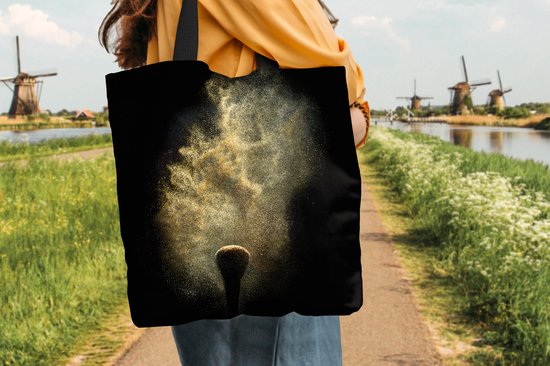 Sac bandoulière - Sac de plage - Shopper Poudre Goudor sur fond noir - 45x45 cm - Sac en coton