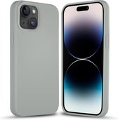 Coverzs Solid silicone case geschikt voor Apple iPhone 14 Plus (grijs) - iPhone 14 Plus hoesje grijs - iPhone 14 Plus case geschikt voor Apple - Luxe siliconen hoesje met 3-laags bescherming