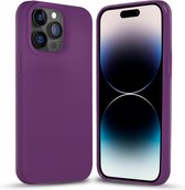 Coverzs Solid silicone case geschikt voor Apple iPhone 14 Pro (paars) - iPhone 14 Pro hoesje paars - iPhone 14 Pro case geschikt voor Apple - Luxe siliconen hoesje met 3-laags bescherming