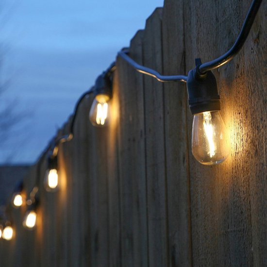 Toipwen Lichtsnoer Voor Buiten, 30M Lichtsnoer Buiten, 50 2 Stuks Gloeilampen, IP45 Waterdicht, Warmwitte, Garden Lights voor Feestjes, Bruiloften, Terras en Tuin