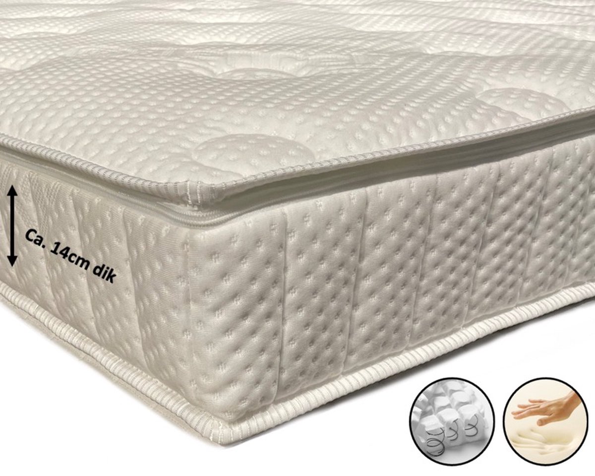 dreambedden Topper Momentum Micropocketvering - 120x190 - Nasa Traagschuim - ca. 14cm dik - Tencel wit
