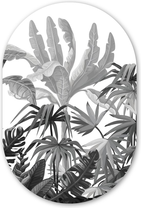 Muurovaal - Kunststof Wanddecoratie - Ovalen Schilderij - Design - Planten - Jungle - 40x60 cm - Ovale spiegel vorm op kunststof