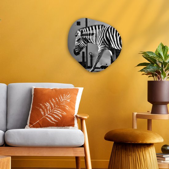 Décoration murale Organique - Décoration Décoration murale Plastique - Peinture Organique - Zebra - Mur - Porte - Animaux - Zwart et blanc - 40x40 cm - Forme miroir asymétrique sur plastique