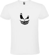 Wit T-Shirt met “ Halloween Spooky Face “ afbeelding Zwart Size XXXXXL
