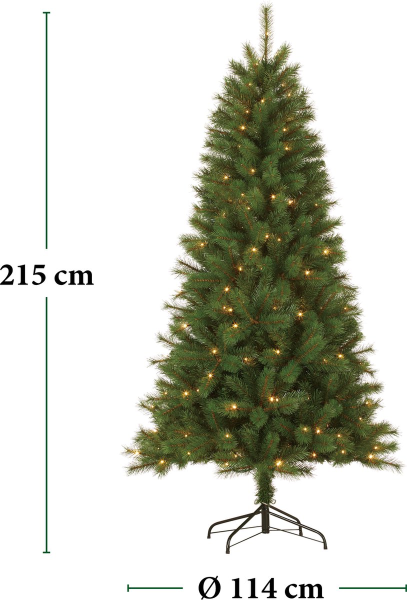 Giftsome Kunstkerstboom met Verlichting 215 cm - Kerstboom Kunststof - Kerstboom met LED - Kerstdecoratie Kerstlicht - Boom met Lichtjes – foto 4