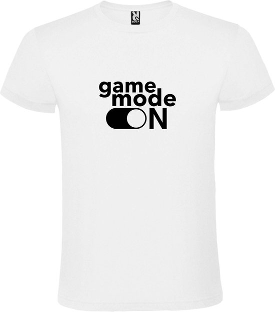 Wit T-Shirt met “ Game Mode On “ afbeelding Zwart Size XXXXL