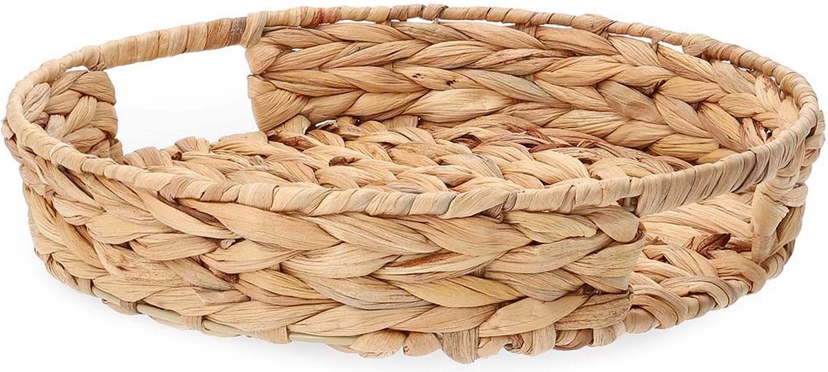 HOMLA Hyacint Dienblad van waterhyacint Rechthoekig met handvat - 100% natuurlijke stof Dienblad Decoratief dienblad - Gevlochten 30 x 6 cm