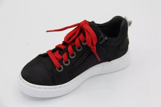Track Zwarte sneaker witte streep rode veter 5 (Maat - 33, Kleur - Off white)