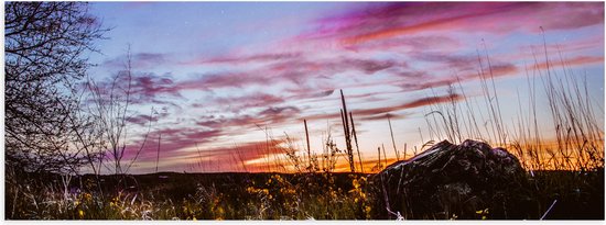 WallClassics - Poster Glossy – Nuages Roses dans le Ciel - 90x30 cm Photo sur Papier Poster avec Finition Brillante