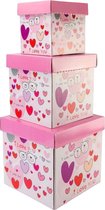 3 Pièces - Boîte de rangement Love You - emballage cadeau - boîte de rangement - love - Valentine - emballage - 1x Small 1x medium 1x Large