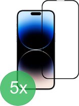 5x Full Screenprotector Geschikt voor iPhone 14 Pro Max - screen protector - volledige glas - bescherming - beschermglas - ZT Accessoires