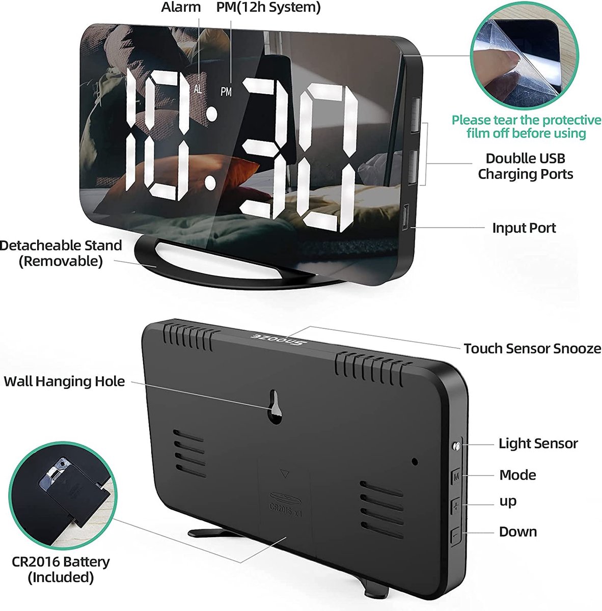 ProductsPro - Moderne - Plastic - Stille klok - Digitale - Tafelklokken