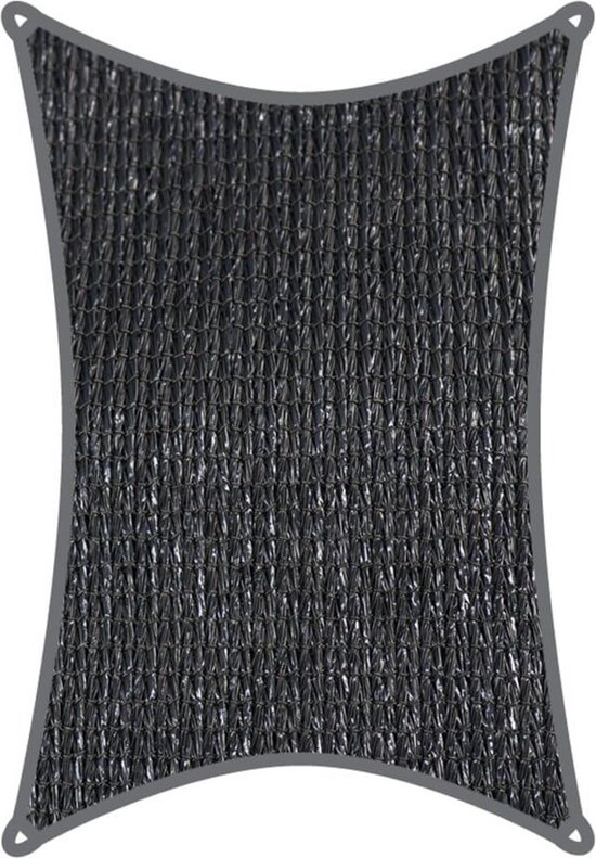 Compleet pakket: Coolaroo schaduwdoek rechthoek 5x3m Grafiet met bevestigingsset en buitendoekreiniger | 340gr/m2