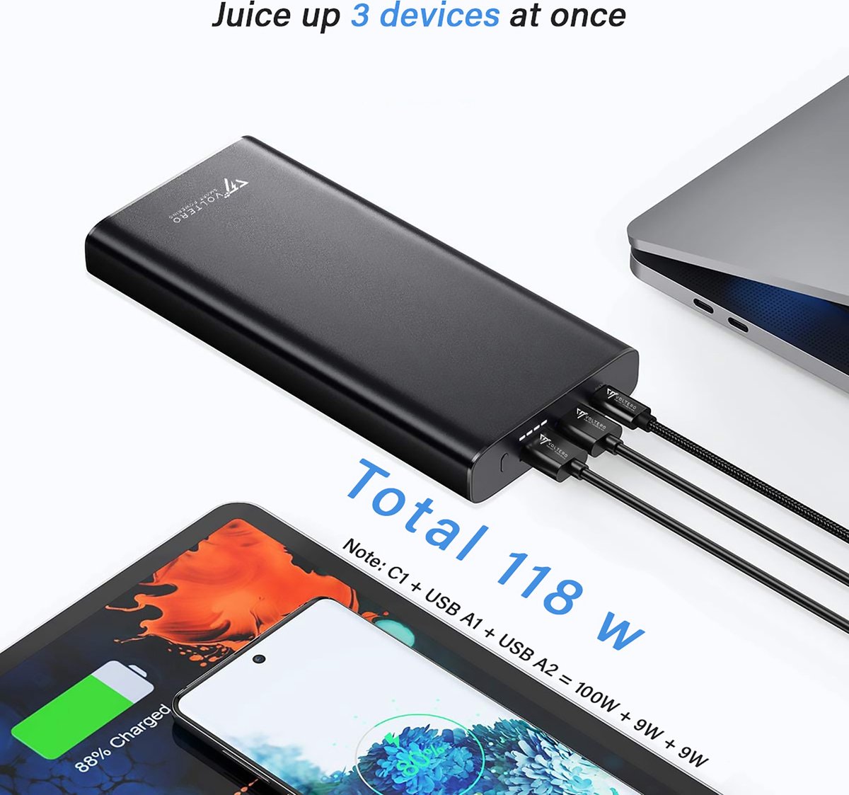 Voltero S50 50.000mAh PD 100W PD 3.0 PPS USB-C powerbank