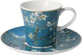 Goebel - Vincent van Gogh | Kop en schotel Amandelboom blauw II | Porselein - 15cm - 350ml - met echt goud