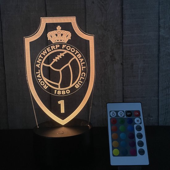 Klarigo® Nachtlamp – 3D LED Lamp Illusie – 16 Kleuren – Bureaulamp –  Antwerp FC –... | bol.com
