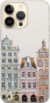 Leuke Telefoonhoesjes - Hoesje geschikt voor iPhone 14 Pro Max - Grachtenpandjes - Soft case - TPU - Print / Illustratie - Multi