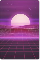 Gaming Muismat - Mousepad - 40x60 cm - Gaming - Neon - Retro - Paars - Zon - Gamen - Geschikt voor Gaming Muis en Gaming PC set