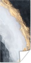 Poster Abstract - Verf - Goud - Zwart - Marmer - 20x40 cm