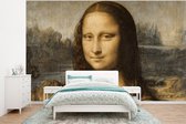 Behang - Fotobehang Mona Lisa - Kat - Leonardo da Vinci - Vintage - Kunstwerk - Oude meesters - Schilderij - Breedte 375 cm x hoogte 280 cm
