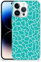 Back Case Siliconen Hoesje Geschikt voor iPhone 14 Pro Max Telefoonhoesje Cracks Blue