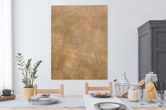 Canvas schilderij 90x120 cm - Wanddecoratie Leer - Structuur - Lederlook - Bruin - Muurdecoratie woonkamer - Slaapkamer decoratie - Kamer accessoires - Schilderijen op canvas
