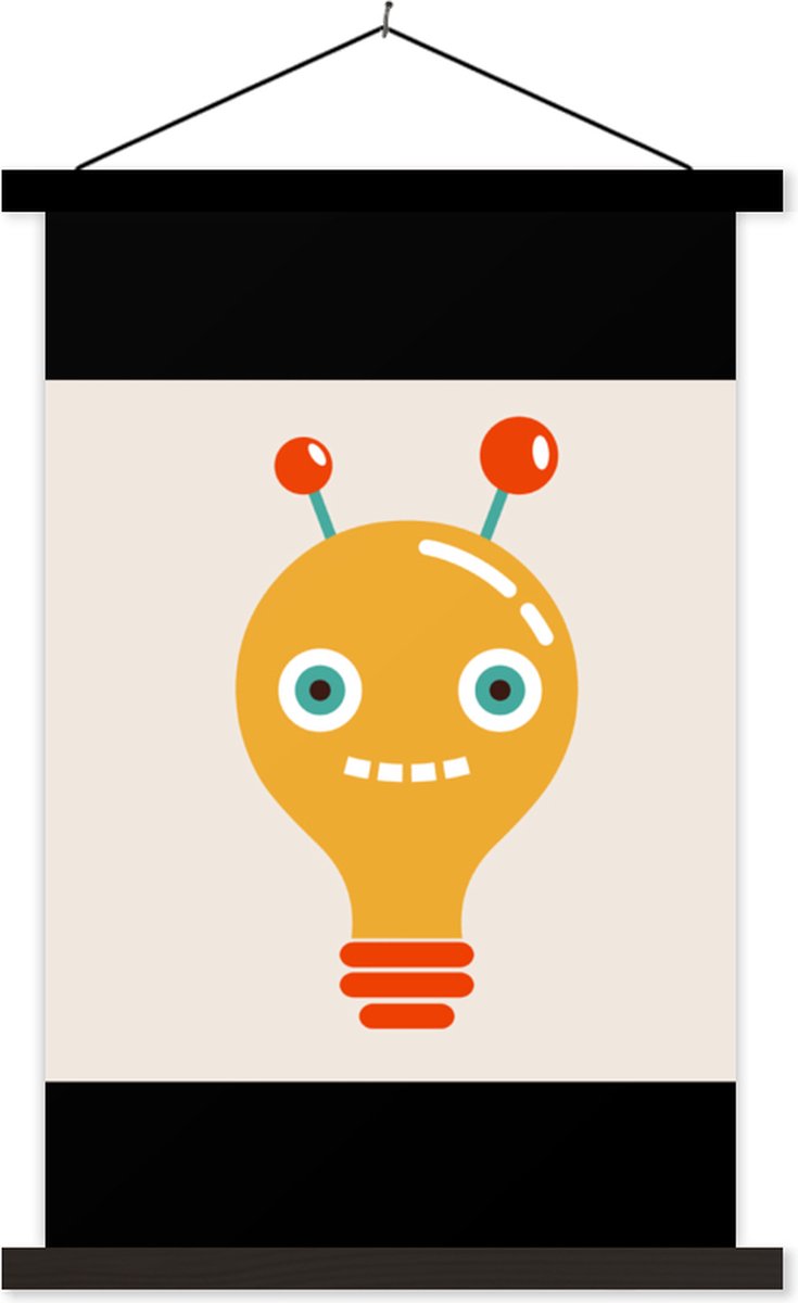 Posterhanger incl. Poster 40x60 cm - Schoolplaat - Robot - Gloeilamp - Gezicht - Antenne -