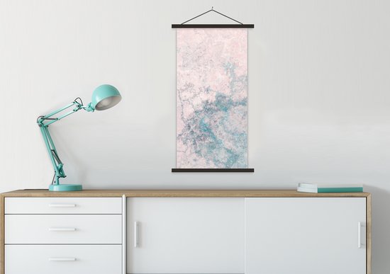 Porte-affiche avec affiche - Affiche scolaire - Ciment - Béton - Rétro - Industriel - Wit - Blauw - 60x120 cm - Lattes noires