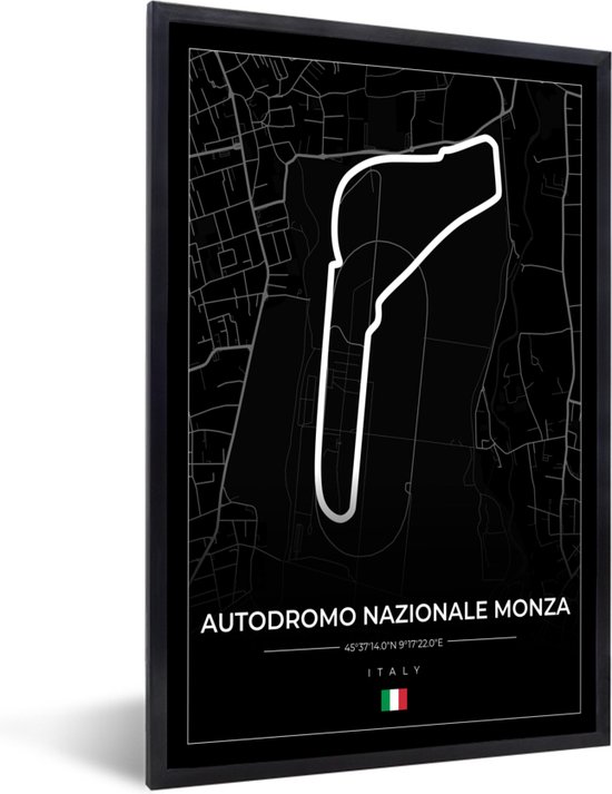 Fotolijst incl. Poster - Racing - F1 - Circuit - Italië - Autodromo Nazionale Monza - Zwart - 40x60 cm - Posterlijst