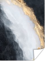 Poster Abstract - Verf - Goud - Zwart - Marmer - 30x40 cm