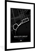 Fotolijst incl. Poster - Racebaan - Circuit - F1 - Baku City Circuit - Azerbeidzjan - Zwart - 80x120 cm - Posterlijst