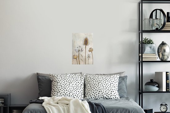 Stickers muraux - Sticker Foil - Fleurs - Aquarelle - Nature Morte - Marron - Vintage - 20x30 cm - Film Adhésif - Stickers muraux Chambre Enfant - Papier Peint Auto Adhésif