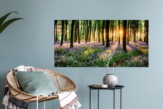 Stickers muraux - Sticker Foil - Forêt - Fleurs - Lavande - Soleil - Violet - Nature - 80x40 cm - Film Adhésif - Stickers muraux Chambre Enfant - Papier Peint Autocollant