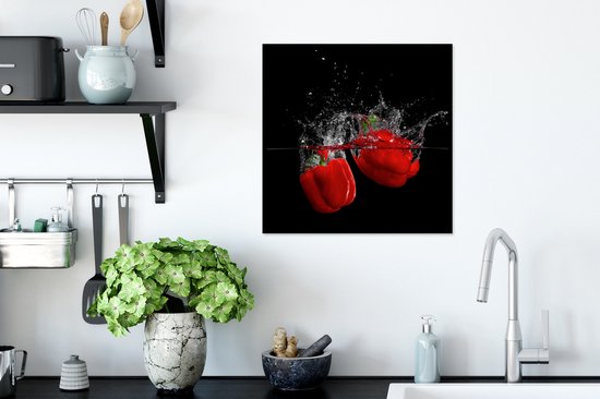 Cadre photo avec affiche - Paprika - Légumes - Nature morte - Water - Rouge - 40x40 cm - Cadre pour affiche - Décorations de Noël - Décoration de Noël pour l'intérieur - Noël