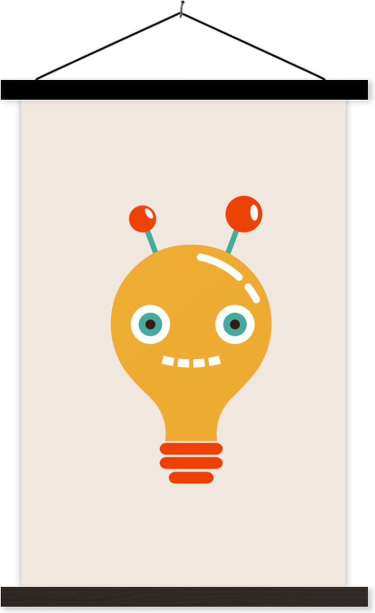Schoolplaat kinderen - Decoratie kinderkamers - Robot - Gloeilamp - Gezicht - Antenne - 40