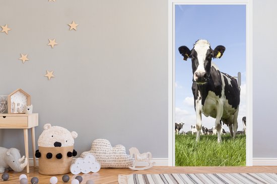 Sticker pour porte Vaches - Herbe - Animaux - Soleil - Ferme - 75x205 cm - Affiche de porte
