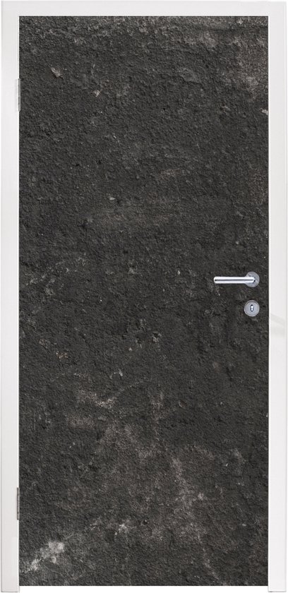 Deurposter 90x205 cm - Deursticker Beton - Muur - Zwart - Vintage - Industrieel - Meubelfolie zelfklevend - Deurfolie woonkamer - Interieurfolie fotobehang - Deur plakfolie - Deurstickers - Deurbehang sticker - Kamer decoratie
