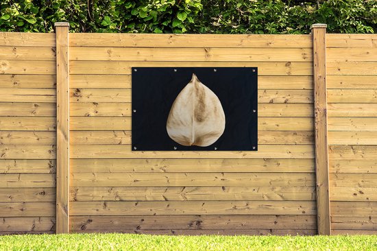 Affiche jardin - Toile jardin - Posters de jardin extérieur - Feuilles - Noir et or - Zwart - Or - Luxe - 120x80 cm - Jardin